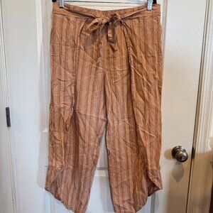 Patagonia Rust Stripe Tie-Waist Linen Blend Pants